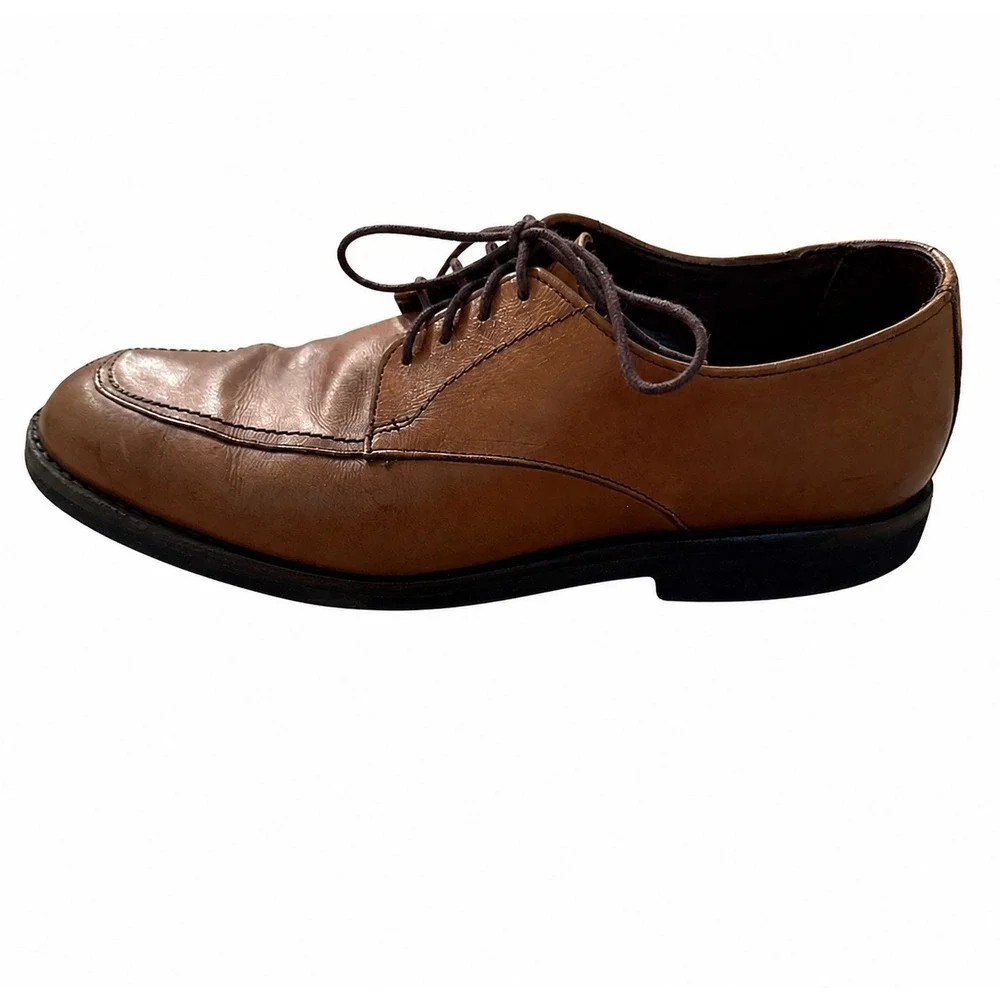 Allen Edmonds Dress Shoes Men 9 Stockbridge Split Toe Blucher Brown Leather USA